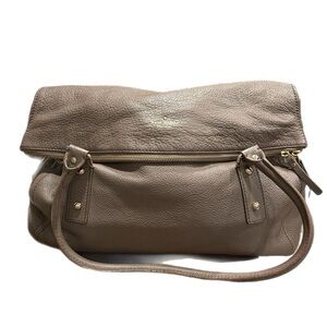 Kate Spade large pebbled leather tote & shoulder bag, foldover top mag close P4